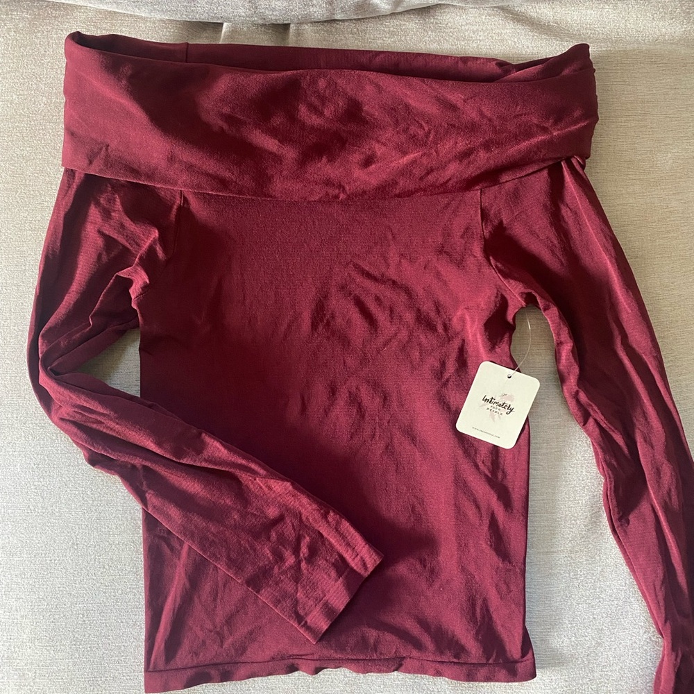 Intimately by Free People maroon off the shoulder long sleeve top